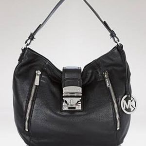 Michael Kors jenna pebbled black leather hobo bag